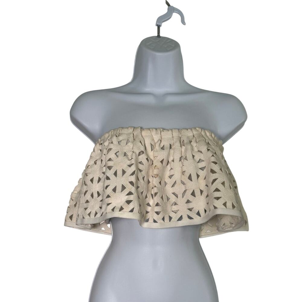 Gipsy Queen Tube Top Off White Cut Outs Size MEDIUM Elastic Lined Bandeau